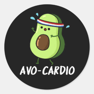 Adesivo Redondo Avocardio Exercício Divertido Trocadilho de Abacat