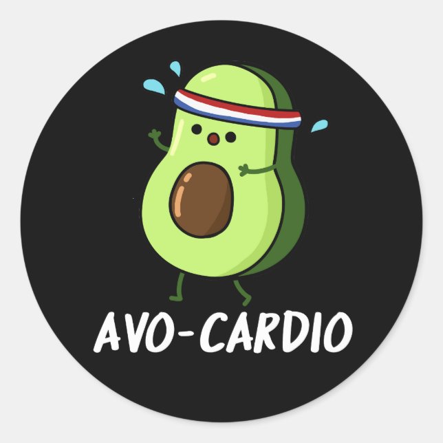 Adesivo Redondo Avocardio Exercício Divertido Trocadilho de Abacat (Frente)