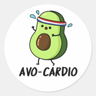 Adesivo Redondo Avocardio Exercício Divertido Trocadilho de Abacat