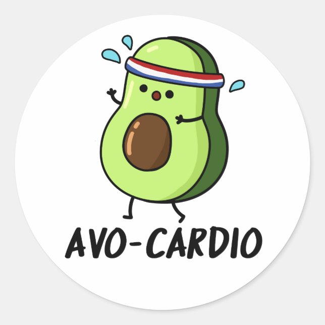 Adesivo Redondo Avocardio Funny Excercise Avocado Pun (Frente)