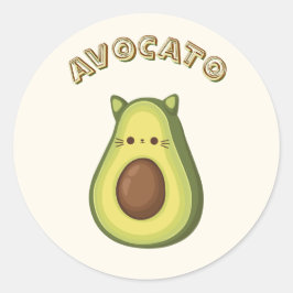 Adesivo Redondo AVOCATO - Gato engraçado e amante Avocado