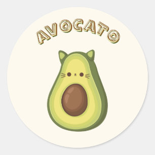 Adesivo Redondo AVOCATO - Gato engraçado e amante Avocado
