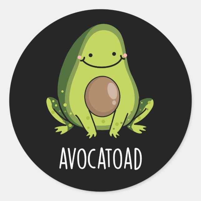 Adesivo Redondo Avocatoad Funny Avocado Toad Toad Pun Dark BG (Frente)