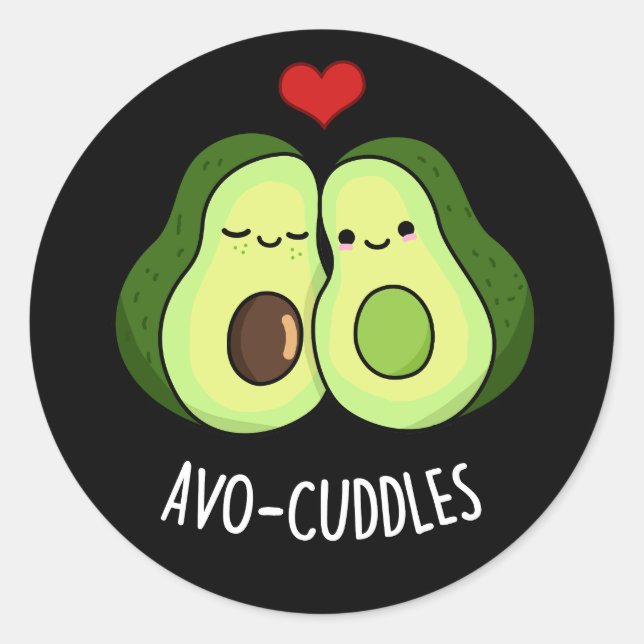 Adesivo Redondo Avocudles Funny Avocado Casal Pun Dark BG (Frente)