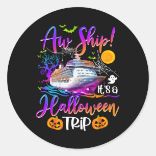 Adesivo Redondo Aw Navio Halloween Trip Family Cruise