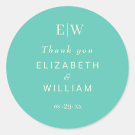 Adesivo Redondo Awe Aquático Simples Elegante com Casamento Monogr