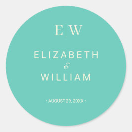 Adesivo Redondo Awe Aquático Simples Elegante com Casamento Monogr