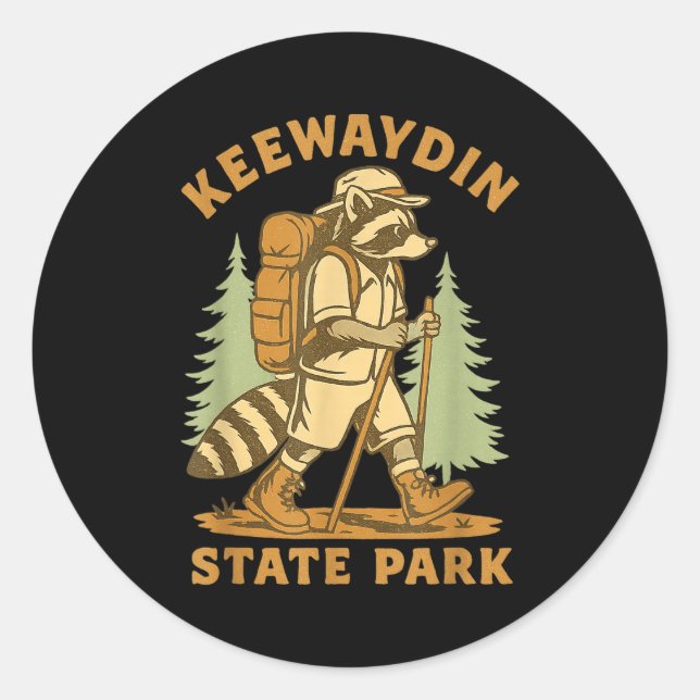 Adesivo Redondo Awesome Keewaydin State Park, Ny Hiking Racoon Hik (Frente)