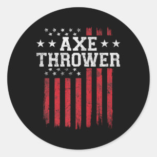 Adesivo Redondo Ax Thrower Proud American Flag USA Patririo Patrio