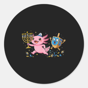 Adesivo Redondo Axolote Engraçado Dreidel Menorá Hanukkah Crianças