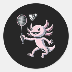 Adesivo Redondo Axolote Jogador de Badminton Esporte de Peteca