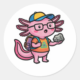Adesivo Redondo Axolote Nerd Sarcástico Eu Faço Perguntas de Axolo