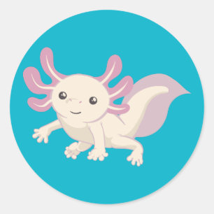 Adesivo Redondo Axolotl adorável pequenino