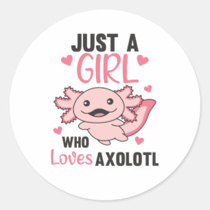 Adesivo Redondo Axolotl Amém Animais Doce Para Meninas Rosa