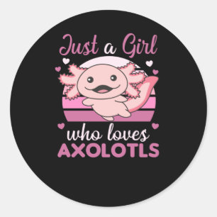 Adesivo Redondo Axolotl Amém Animais Doce Para Meninas Rosa