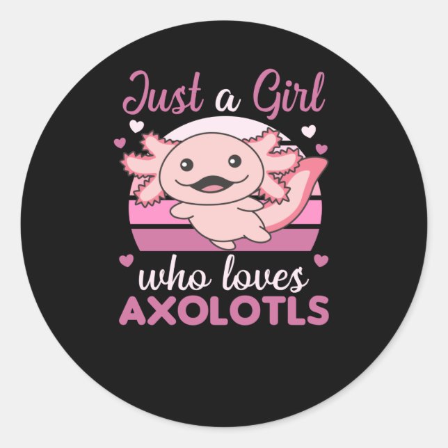 Adesivo Redondo Axolotl Amém Animais Doce Para Meninas Rosa (Frente)