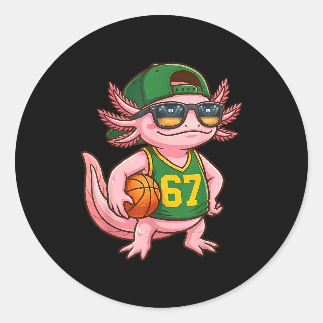 Adesivo Redondo Axolotl Basketball 67 Gen Alpha Slang Srts Men Boy (Frente)