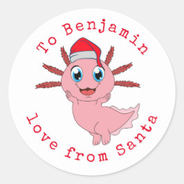 Adesivo Redondo Axolotl Childs Name Love from Papai noel Christmas
