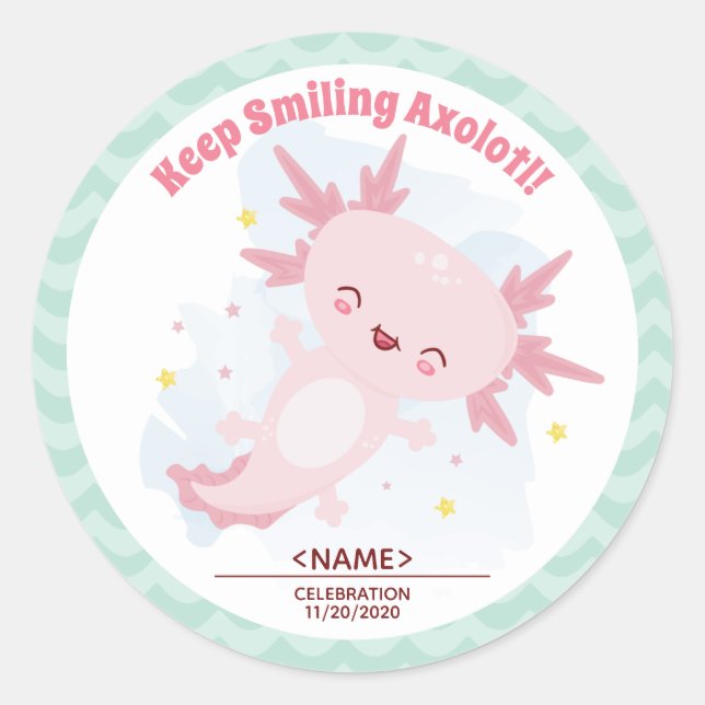 Adesivo Redondo Axolotl Classic Round Sticker (Frente)