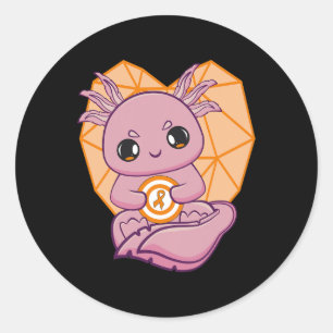 Adesivo Redondo Axolotl Com Fita Laranja Para Sensibilização Da Le