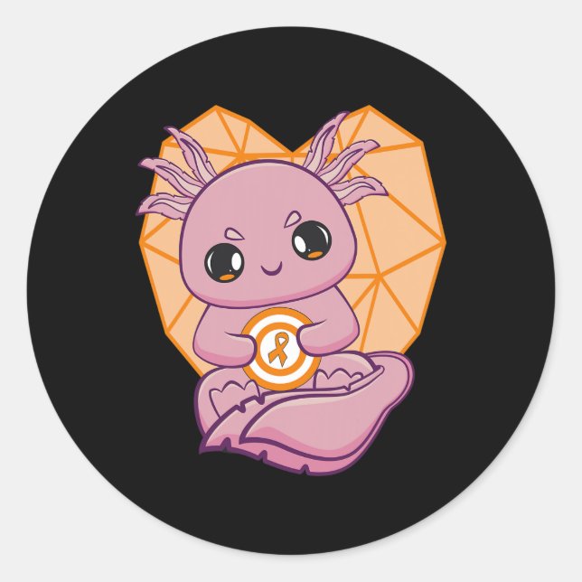 Adesivo Redondo Axolotl Com Fita Laranja Para Sensibilização Da Le (Frente)