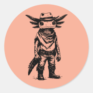 Adesivo Redondo axolotl cowboy