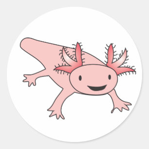 Adesivo Redondo Axolotl Cute Salamander