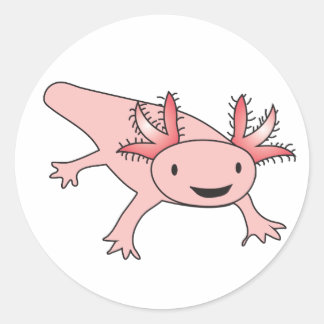 Adesivo Redondo Axolotl Cute Salamander