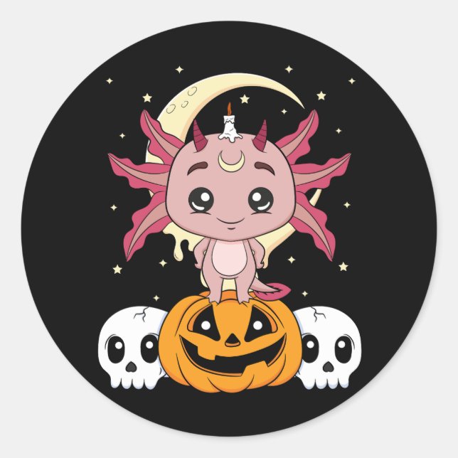 Adesivo Redondo axolotl de halloween (Frente)