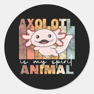 Adesivo Redondo Axolotl É O Meu Animal Espirituoso - Doce Axolotl