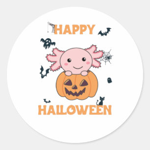 Adesivo Redondo Axolotl Em Pumpkin Sweet Axolotls Feliz Dia das Br