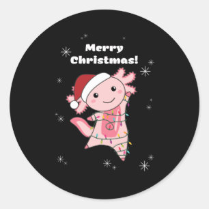 Adesivo Redondo Axolotl Felry Natal Animais de inverno Axolots