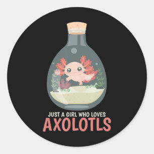 Adesivo Redondo Axolotl Fish Tank Axolotl questiona animação bonit