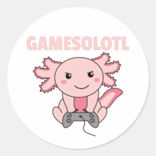 Adesivo Redondo Axolotl Gamesolotl Cute Animais Para Gamers Clássi