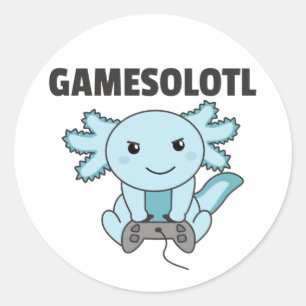 Adesivo Redondo Axolotl Gamesolotl Cute Animais Para Gamers Clássi