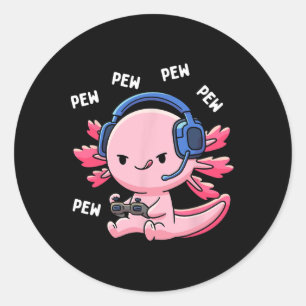Adesivo Redondo Axolotl Gaming Kids Meninas Animam Jogo Pe