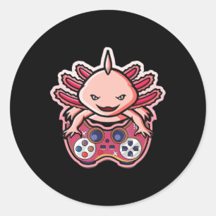 Adesivo Redondo Axolotl Gaming Kids Meninas Meninas Animam Jogo Ga
