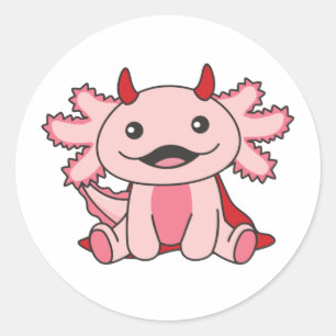 Adesivo Redondo Axolotl Halloween Cute Devil Kids Witume