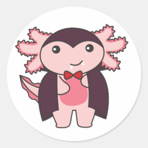 Adesivo Redondo Axolotl Halloween Cute Devil Vampire Classe de Cos