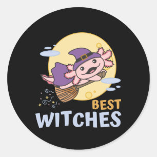 Adesivo Redondo Axolotl Halloween Witch Kids Bruxas Melhores Bruxa