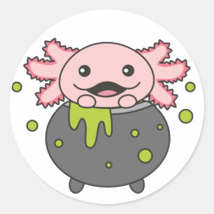 Adesivo Redondo Axolotl Happy Halloween Cauldron Bat ClassRound