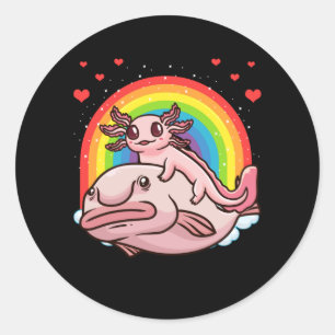 Adesivo Redondo Axolotl Kawaii Blobfish