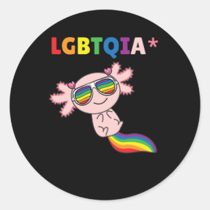 Adesivo Redondo Axolotl - Orgulho LGBT do Sinalizador Arco-Íris