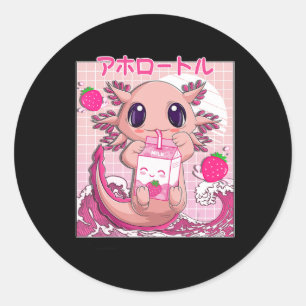 Adesivo Redondo Axolotl Pastel Gótico Morango Agita Anime Ae