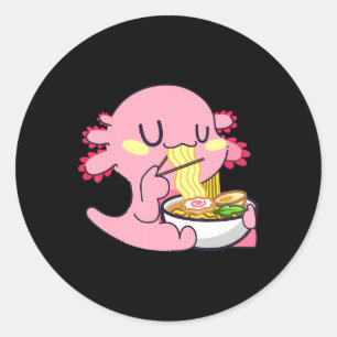 Adesivo Redondo Axolotl Ramen Anime Kawaii Amante Noodles Girls B