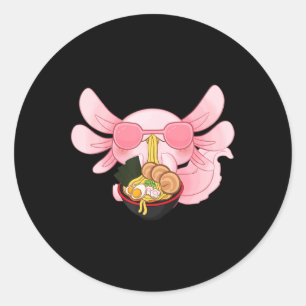 Adesivo Redondo Axolotl Ramen Kawaii Japonês Anime Noodle Gift Wo