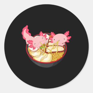 Adesivo Redondo Axolotl Ramen Noodle Kawaii - Anime Japonês Dott T