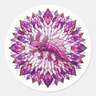 Adesivo Redondo Axolotl rosa púrpura