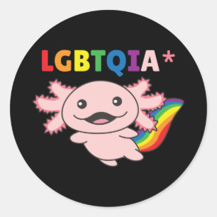 Adesivo Redondo Axolotl - Rua redonda clássica do orgulho LGBT de