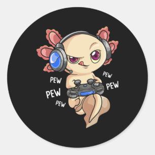 Adesivo Redondo Axolotl Shirt Kids Boys Gamers - Jogo Kawaii